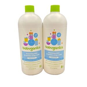 Babyganics Foaming Dish & Bottle Soap , Fragrance Free, 32oz, 2 Pack, Sealed